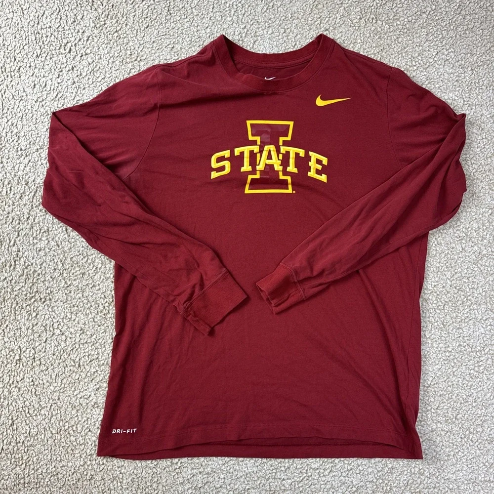 The Nike Tee Dri-FIT Iowa State Cyclones L/S Shirt BV1998-69W Mens L NCAA